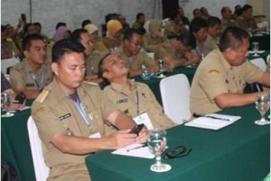 Sejumlah pejabat di lingkungan pemkab Kuningan saat mengikuti workshop reformasi birokrasi.